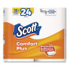 Comfortplus Toilet Paper, Double Roll, Bath Tissue, Septic Safe, 1-Ply, White, 231 Sheets/Roll, 12 Rolls/Pack, 4 Packs/Carton
