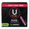 U By Kotex Click Compact Tampons, Super Absorbency, 16/Pack, 8 Packs/Carton