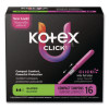 U By Kotex Click Compact Tampons, Super Absorbency, 16/Pack, 8 Packs/Carton