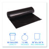 Reprocessed Resin Can Liners, 60 Gal, 1.2 Mil, 38 x 58, Black, 50 Bags/Carton