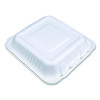 Champware Molded-Fiber Clamshell Containers, 9 x 9 x 3, White, 100/Sleeve, 2 Sleeves/Carton