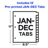 Preprinted Black Leather Tab Dividers, 12-Tab, Jan. To Dec., 11 x 8.5, Buff, 1 Set