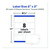 Sure Feed Glossy Labels, 2 x 3, White, 8 Labels/Sheet, 10 Sheets Pack
