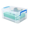 Super Stacker Lift-Off Lid Storage Tote, 14.25 x 10.3 x 6.5, Transparent/Blue