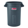 Injection Molded Utility Trash Can, 32 Gal, Plastic/Resin, Gray