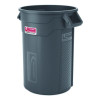 Injection Molded Utility Trash Can, 32 Gal, Plastic/Resin, Gray