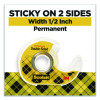 Double-Sided Permanent Tape In Handheld Dispenser, 1" Core, 0.5" x 500", 6/Pack