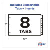 Insertable Big Tab Plastic Dividers, 8-Tab, 11 x 17, Assorted Colors, 1 Set