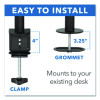 Full Motion Dual Monitor Desktop Mount, For 17" To 27" Monitors, 360 Degree Rotation, +/-90 Degree Tilt, Black, Supports 22Lb