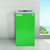 29 Gallon Trash/Recycling Cans, Steel, Green Mixed Recycling Can With Mixed Lid, Black Trash Can With Square Lid