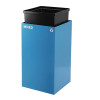 29 Gallon Trash/Recycling Cans, Steel, Blue Mixed Recycling Can With Square Lid, Black Trash Can With Square Lid