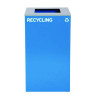 29 Gallon Trash/Recycling Cans, Steel, Blue Recycling Can And Black Trash Can w/Square Lids, Green Compost Can With Mixed Lid