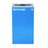 29 Gallon Trash/Recycling Cans, Steel, Blue Recycling Can And Green Recycling Can w/Mixed Lids, Black Trash Can w/Square Lid