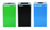 29 Gallon Trash/Recycling Cans, Steel, Blue Recycling Can w/Circle Lid, Green Compost w/Mixed Lid, Black Trash w/Square Lid