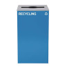 29 Gallon Trash/Recycling Cans, Steel, Blue Recycling With Mixed Lid, Black Trash Can With Square Lid