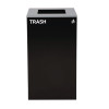 29 Gallon Trash/Recycling Cans, Steel, Blue Recycling With Mixed Lid, Black Trash Can With Square Lid