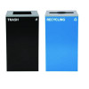 29 Gallon Trash/Recycling Cans, Steel, Blue Recycling With Mixed Lid, Black Trash Can With Square Lid