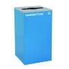 29 Gallon Trash/Recycling Cans, Steel, Blue Cans/Bottles Recycling With Mixed Lid, Black Trash Can With Square Lid