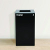 29 Gallon Trash/Recycling Cans, Steel, Blue Recycling With Circle Lid, Black Trash Can With Square Lid
