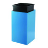 29 Gallon Trash/Recycling Cans, Steel, Blue Recycling With Circle Lid, Black Trash Can With Square Lid