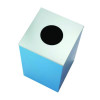 29 Gallon Trash/Recycling Cans, Steel, Blue Recycling With Circle Lid, Black Trash Can With Square Lid