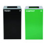 29 Gallon Trash/Recycling Cans, Steel, Green Compost Can With Square Lid, Black Trash Can With Square Lid