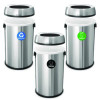 17 Gallon Stainless Steel Open Top Recycling, Trash And Compost Station