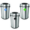 17 Gallon Stainless Steel Open Top Recycling, Trash And Compost Station