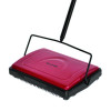 Manual Triple Brush Carpet And Floor Sweeper, 42.5" Handle, Red