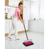 Manual Triple Brush Carpet And Floor Sweeper, 42.5" Handle, Red