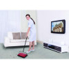 Manual Triple Brush Carpet And Floor Sweeper, 42.5" Handle, Red