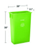 Slim 23 Gallon Recycling Bin, Plastic, Lime Green