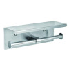 Double Post Toilet Paper Holder With Shelf Storage Rack, 3.87 x 10.5 x 3.95, Brushed Stainless Steel