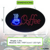 Led Oval Coffee Sign, 23 x 14, Black Frame, Blue/Red Graphics