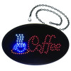 Led Oval Coffee Sign, 23 x 14, Black Frame, Blue/Red Graphics