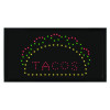 Led Rectangular Taco Sign, 19 x 10, Black Frame, Green/Red/Yellow Graphics