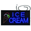 Led Rectangular Ice Cream Sign, 19 x 10, Black Frame, Blue/Green/Orange/Red/White Graphics