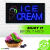 Led Rectangular Ice Cream Sign, 19 x 10, Black Frame, Blue/Green/Orange/Red/White Graphics