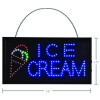 Led Rectangular Ice Cream Sign, 19 x 10, Black Frame, Blue/Green/Orange/Red/White Graphics