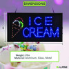 Led Rectangular Ice Cream Sign, 19 x 10, Black Frame, Blue/Green/Orange/Red/White Graphics