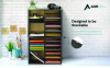 Wood Adjustable 12 Compartment Literature Organizer, 12 Sections, Letter Size, 20 x 11.8 x 16.3, Black