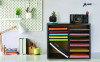 Wood Adjustable 12 Compartment Literature Organizer, 12 Sections, Letter Size, 20 x 11.8 x 16.3, Black
