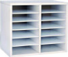 Wood Adjustable 12 Compartment Literature Organizer, 12 Sections, Letter Size, 20 x 11.8 x 16.3, White