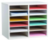 Wood Adjustable 12 Compartment Literature Organizer, 12 Sections, Letter Size, 20 x 11.8 x 16.3, White