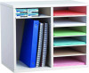 Wood Adjustable 12 Compartment Literature Organizer, 12 Sections, Letter Size, 20 x 11.8 x 16.3, White