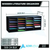 Wood Adjustable 24 Compartment Literature Organizer, 24 Sections, Letter Size, 39.3 x 11.8 x 16.3, Black