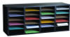 Wood Adjustable 24 Compartment Literature Organizer, 24 Sections, Letter Size, 39.3 x 11.8 x 16.3, Black