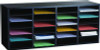 Wood Adjustable 24 Compartment Literature Organizer, 24 Sections, Letter Size, 39.3 x 11.8 x 16.3, Black