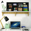 Wood Adjustable 24 Compartment Literature Organizer, 24 Sections, Letter Size, 39.3 x 11.8 x 16.3, Black
