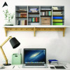 Wood Adjustable 24 Compartment Literature Organizer, 24 Sections, Letter Size, 39.3 x 11.8 x 16.3, White